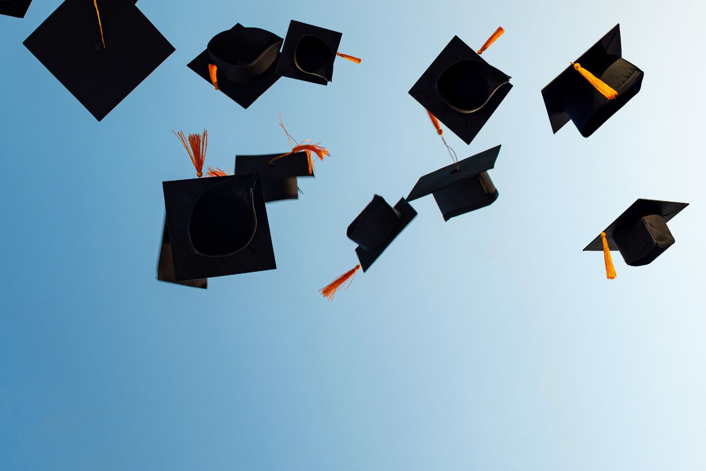 Graduation caps stock image.