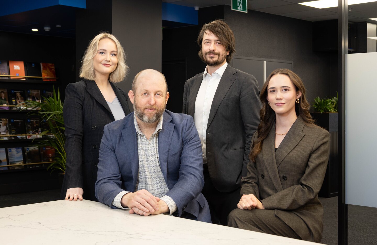 Elisha Newell, Jack McGinn and Isabel Vieira, with Sean Cowan (front).
