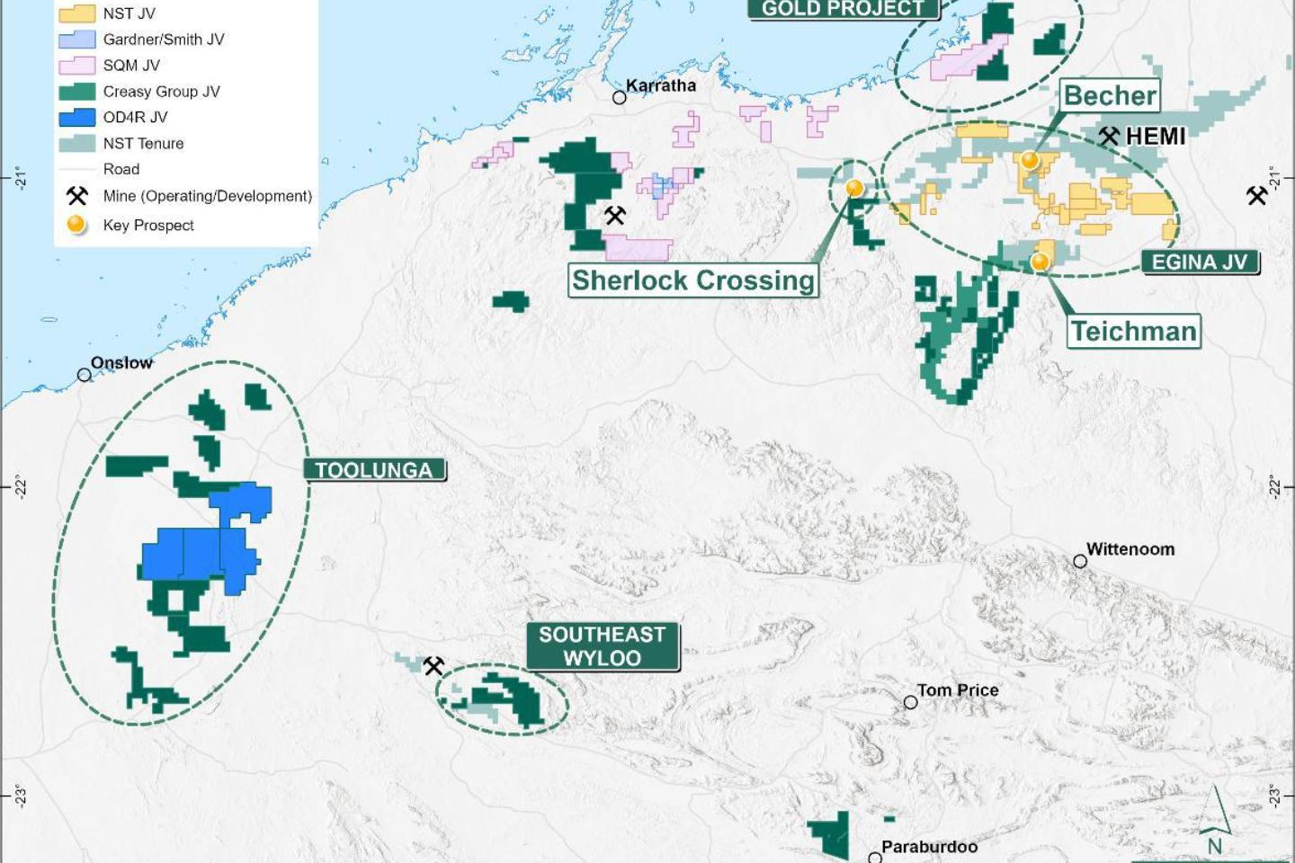 Novo Resources' project locations in WA's Pilbara region.