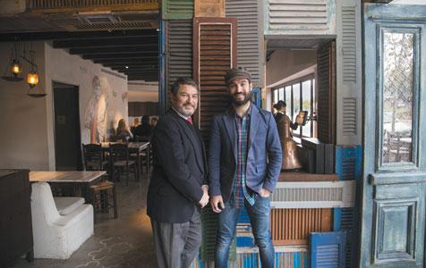 A pair of Greeks sharing dips