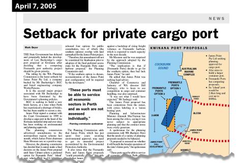 Westport planning continues long port saga