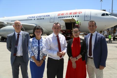 McGowan on hand for first Shanghai-Perth flight