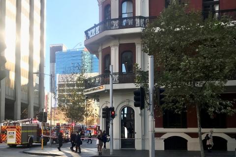 Firefighters tackle office tower blaze