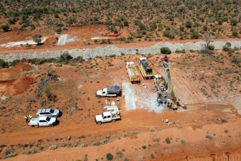 Drilling rig at Javelin Minerals Coogee copper-gold project near Kambalda, in WA