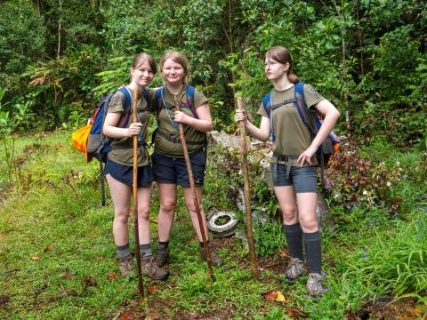Mia, Shyanne and Olivia participating in The Y WA's Kokoda Program.