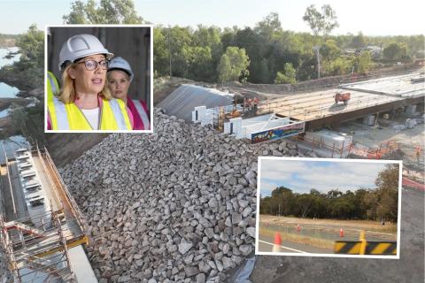 The Fitzroy River Bridge and Bunbury Outer Ring Road projects, with a photo of Treasurer Rita Saffioti.