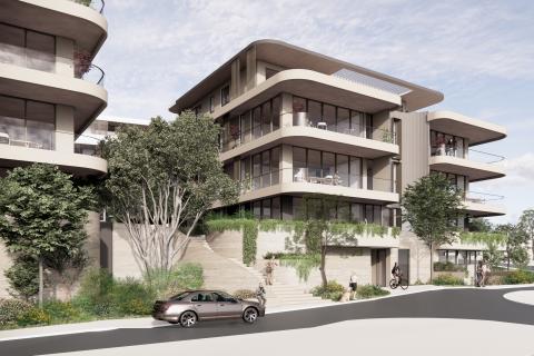 Render of Bode’s apartment complex. Image: Ocean Gardens/Bode