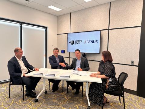 Genus Group executive general manager George Lloyd, Genus managing director David Riches, Western Power acting chief executive Gair Landsborough and Western Power chief financial officer Jacqui Hall.