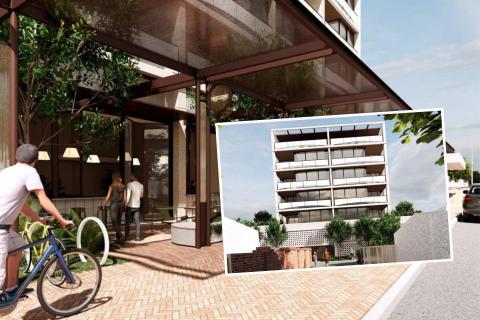 A render of the proposed seven-storey apartment block on Cambridge Street.