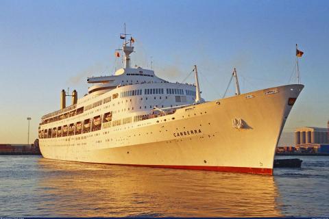The majestic and popular Canberra was used as a troopship in the 1982 Falklands War.