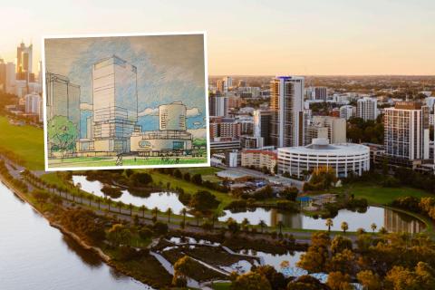 The City of Perth hopes to prime East Perth for development, including high-rise buildings (inset). Photos: City of Perth