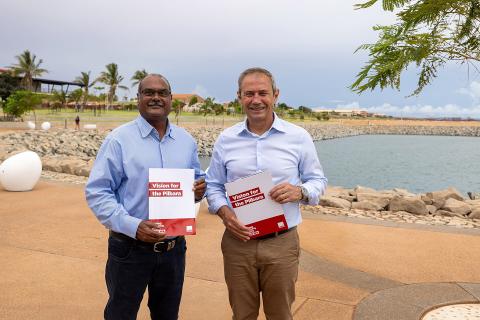 Pilbara MLA Kevin Michel and WA Premier Roger Cook. Photo: WA Labor.
