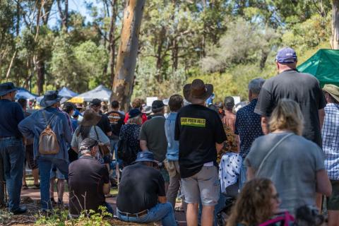 Save Perth Hills continue to oppose Satterley Group's plan during a protest.