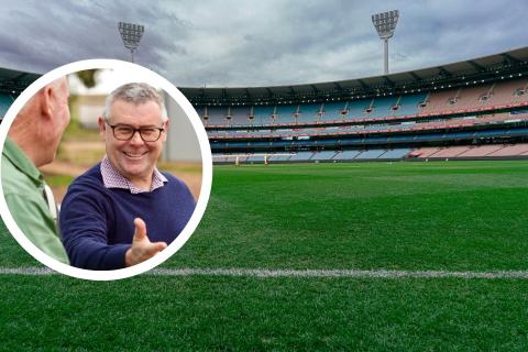 Inset: Minister for Employment Murray Watt says the jobs created by the Albanese government would fill the MCG eleven times over. Photo: Murray Watt's office. Main pic: MCG. Photo:  Tyson Bennett.