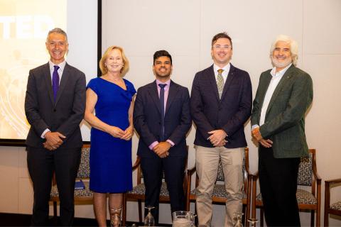 Tony Buti (left), Annie Fogarty, Anish Badgeri, Cameron Thorn, and moderator Bill Louden.