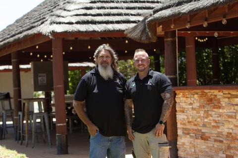 Harry Mowarin and Cherratta Lodge assistant manager Byron Bachionni. Photo: Tom Zaunmayr.