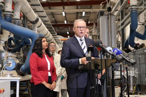 Anthony Albanese was in Perth to announce a $750 million commitment to green metals technology. Photo: Sam Jones.