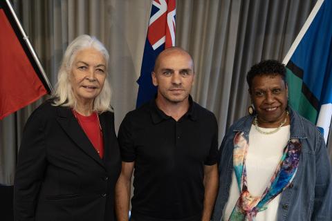 Marcia Langton, Jamie Lowe, and Gail Mabo. Photo: Tom Zaunmayr.