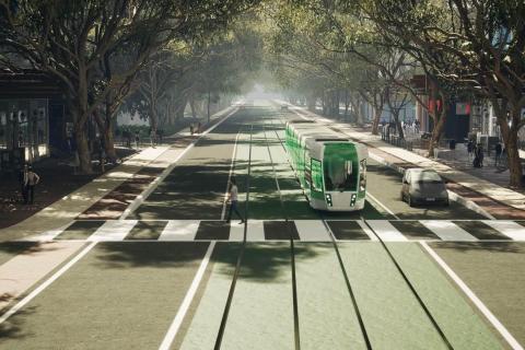 A transit-oriented development scenario, complemented by mid-tier transport.