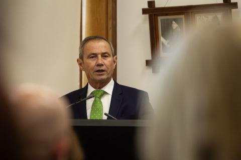 WA Premier Roger Cook addresses the Labor caucus. Photo: Tom Zaunmayr.