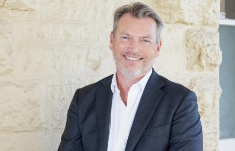 Michael Tait in the new accessible playground at Lady Lawley Cottage. Photo: Michael O’Brien