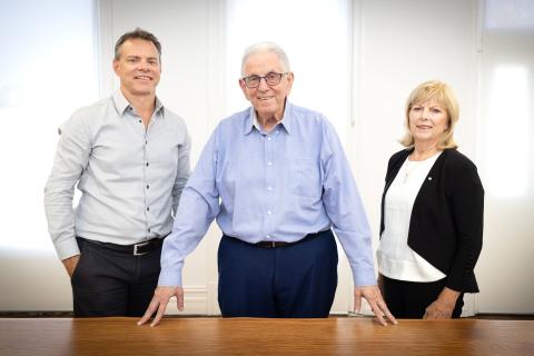 Derek Gerrard (left), Malcolm Steinberg and Jan Stewart from Malka Foundation. Photo: Michael O’Brien