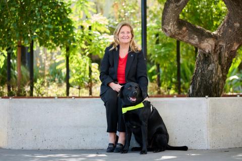 Perth lawyer Rita Kleinfeld-Fowell, who is deafblind, has faced discrimination around her guide dog. 