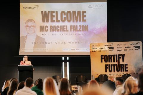 Rachel Falzon addresses the forum.