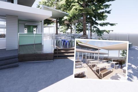 Renders of the upcoming Bert's restaurant at the former Odyssea site. Images: Woods Bagot