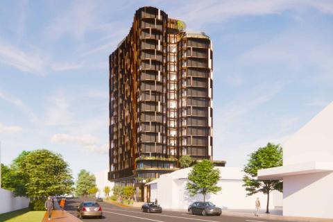 A render of the proposed Nedlands student accommodation. Image: DMG Architecture via SDAU