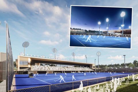 Renders of the proposed hockey centre at Curtin University. Images: Hunt architects via SDAU document