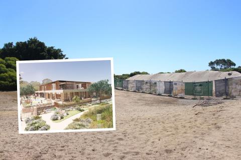 A 5,000sqm piece of land in Swanbourne is proposed to be excised from Crown reserve status. Photo: Nadia Budihardjo. INSET: The proposed Boodja Mia children’s hospice. Image: Hassell