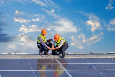 Solar panels stock image
