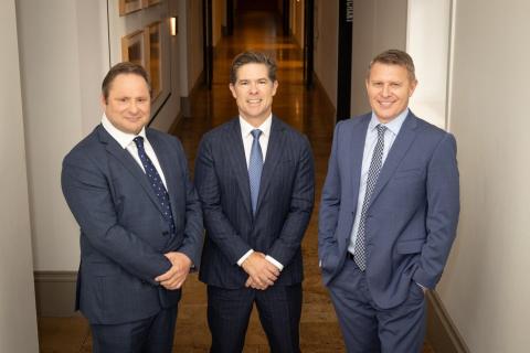 Digby Sutherland (left), Roly Egerton-Warburton and Mark Clapham have a long history of working together in real estate. Photo: Michael O’Brien