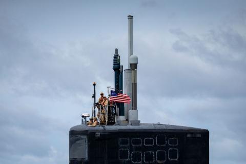 The USS Minnesota Virginia-class nuclear-powered submarine has made several Aukus-related visits to Australia. Photo: POIS Leo Baumgartner