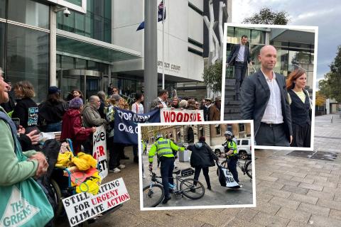 Woodside protest collage.