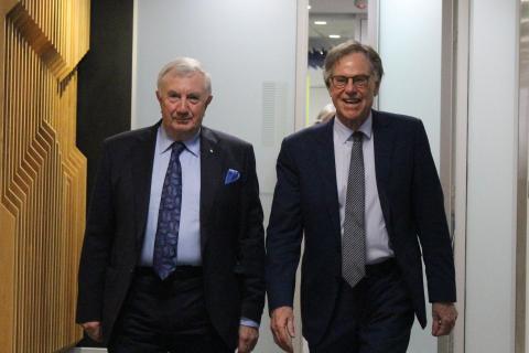 John McKechnie (left) will retire from the CCC while Michael Corboy (right) will be acting commissioner. Photo: Nadia Budihardjo