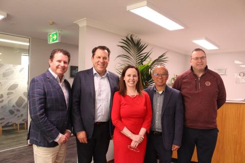 From left, Paul Anderson, John van der Wielen, US Consul General WA Siriana Nair, Ming Zheng and Ian Valerio. Photo: Nadia Budihardjo