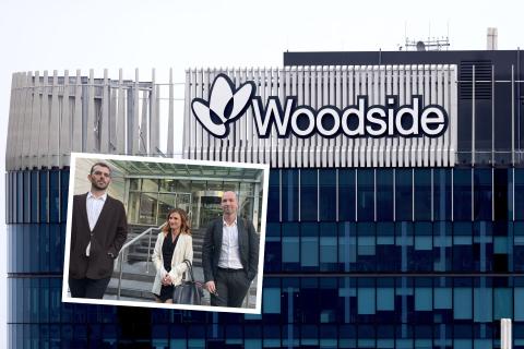 INSET L-R: Gerard Mazza, Tahlia Stolarski and Jesse Noakes pleaded guilty to staging a gas leak at Woodside's AGM.