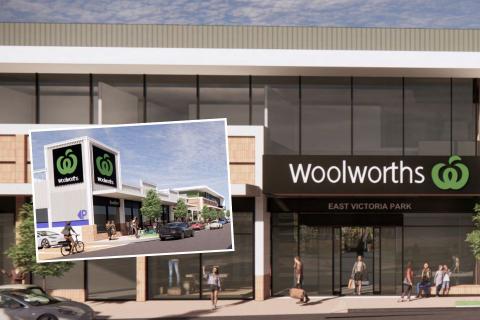 Renders of the proposed Woolworths development in East Victoria Park. Images: Hames Sharley via DAP documents