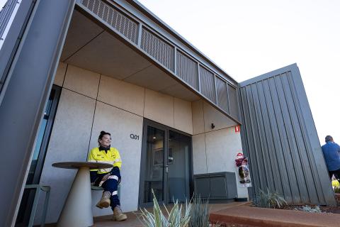 Lisa Vines outside one of Mungala Resort's rooms. Photo: Tom Zaunmayr.