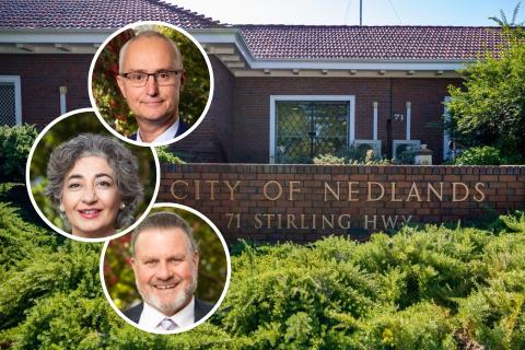 Three councillors (Ben Hodsdon (top inset), Hengameh Amiry, and Noel Youngman (bottom inset)) have resigned from the City of Nedlands.