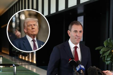 Treasurer Jim Chalmers. Photo: Supplied. Inset: US President Donald Trump. Photo: White House.