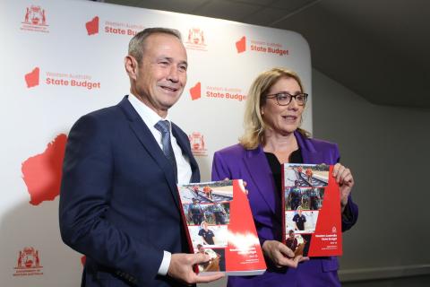 Roger Cook (left) and Rita Saffioti unveiled the 2024-25 state budget. Photo: Nadia Budihardjo
