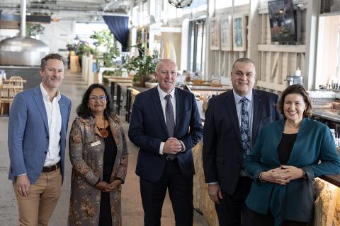 Aaron Heary, Manjree Agarwall, Stephen Dawson, Paul Nicholls, and Jackie Jarvis. Photo: Tom Zaunmayr