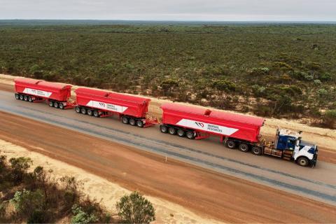 MinRes truck on a haul road. Photo: Mineral Resources