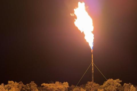 Beetaloo Energy's Carpentaria-5H well flaring gas 