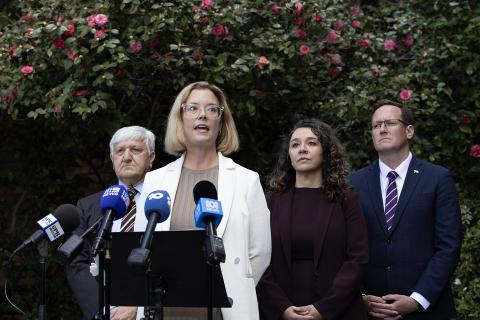 Local Government Minister Hannah Beazley with Ron Yuryevich, Jessica Shaw, and Martin Aldridge. Photo: Tom Zaunmayr