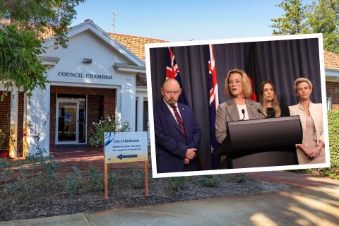 Hannah Beazley announced the appointment of David Caddy (left), Bianca Sandri and Cath Hart (right) as commissioners to the City of Nedlands. Photo: Nadia Budihardjo