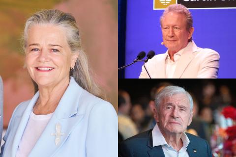 L-R clockwise: Nicola Forrest, Andrew Forrest and Kerry Stokes.